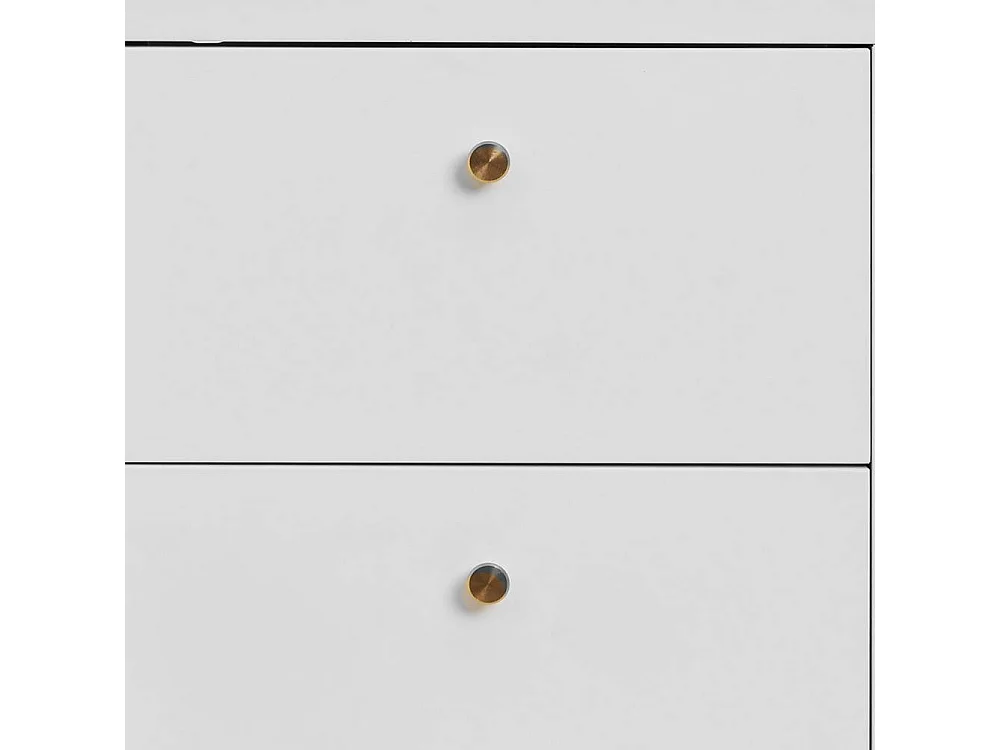 Nachtkommode Nachtschrank in Weiß mit Vierfußgestell aus Metall