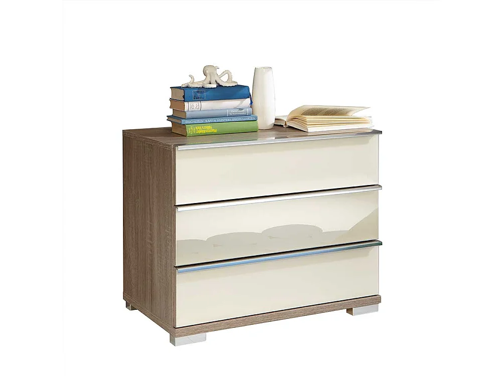 Nachtkonsole mit 3 Schubladen Creme Eiche Trüffel