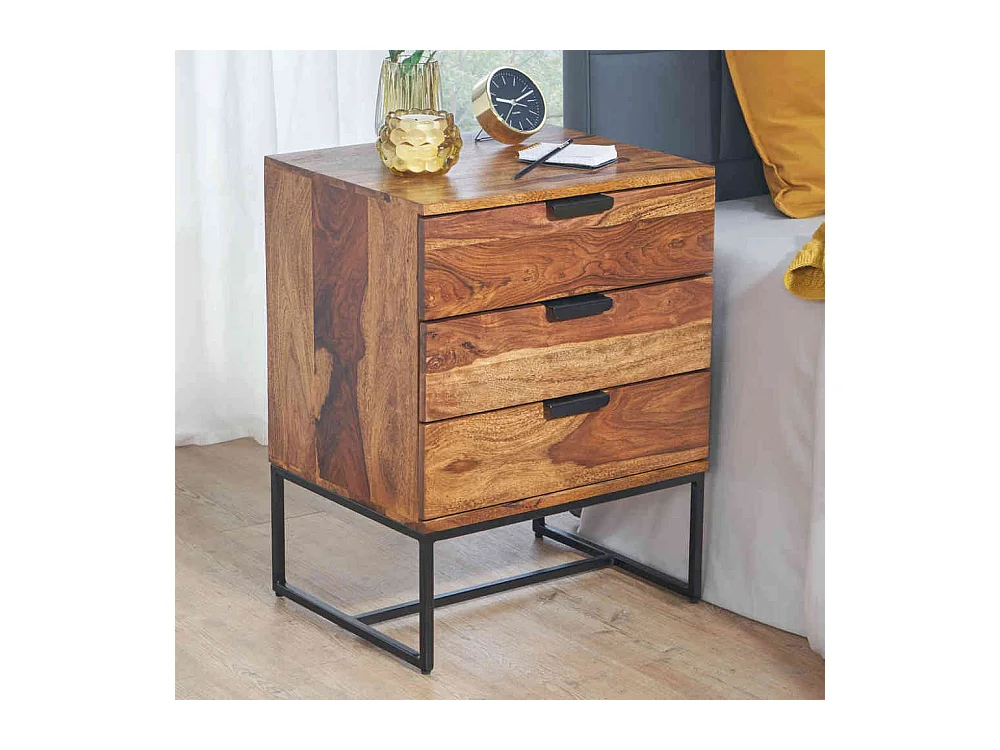 Nachttisch Schrank im Industry und Loft Stil drei Schubladen