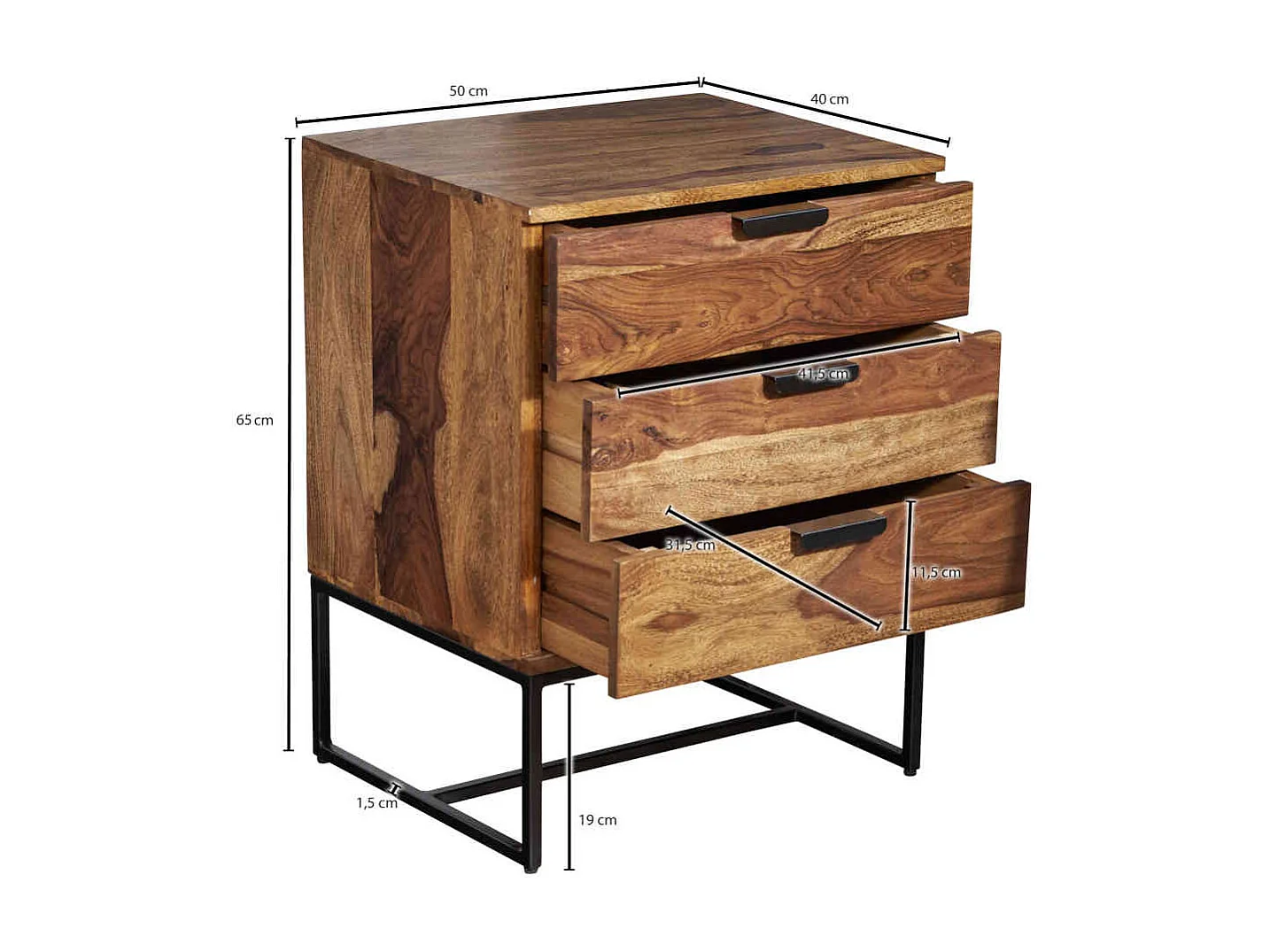 Nachttisch Schrank im Industry und Loft Stil drei Schubladen