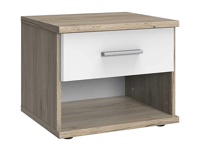 Bettkommode in Eiche San Remo und Weiß einer Schublade