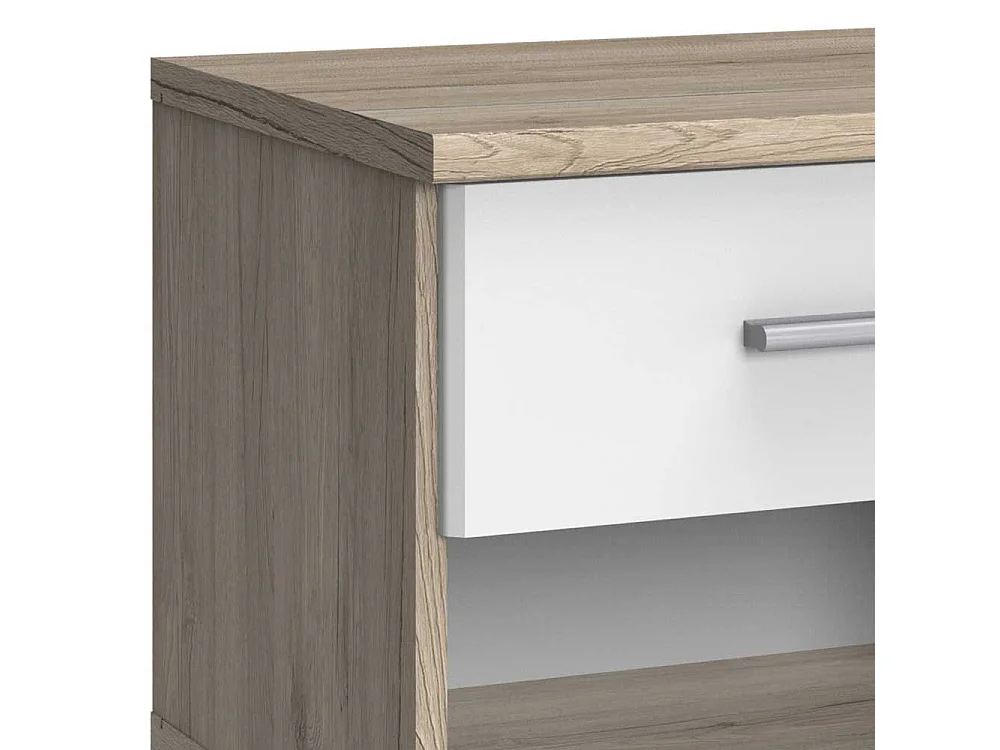 Bettkommode in Eiche San Remo und Weiß einer Schublade