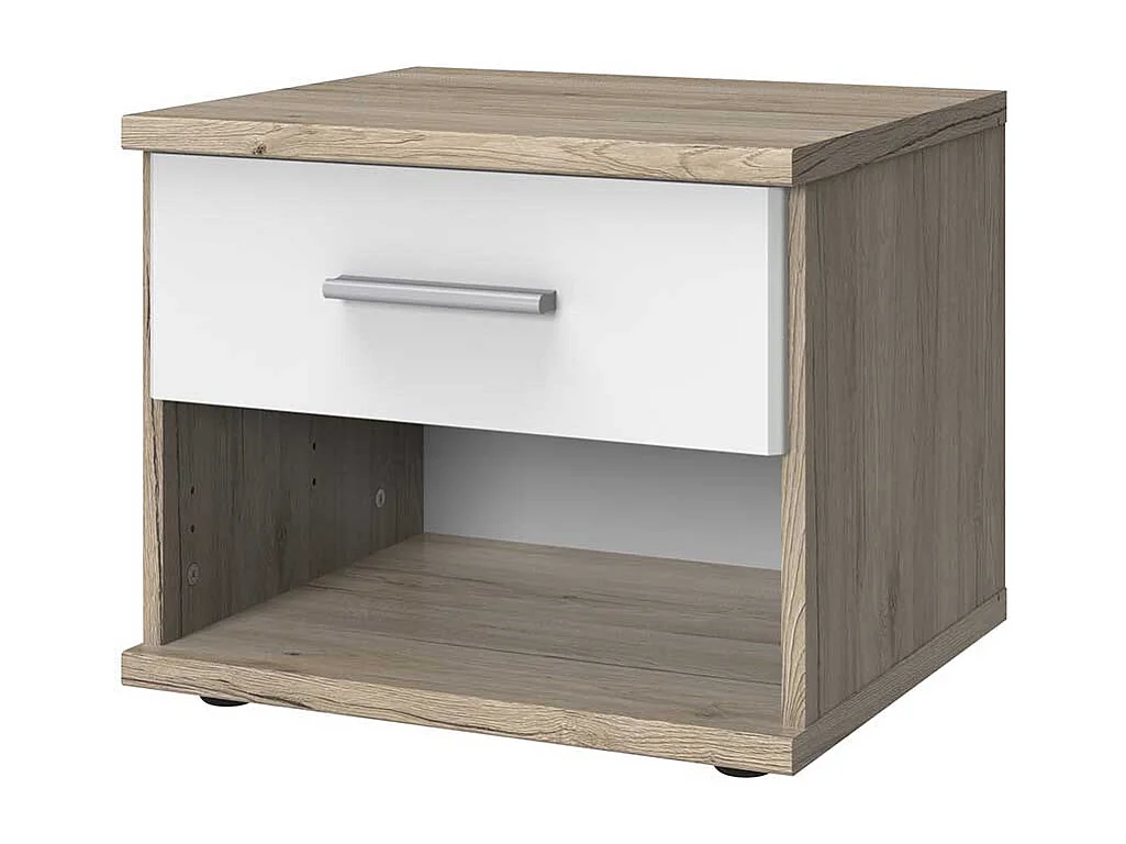 Bettkommode in Eiche San Remo und Weiß einer Schublade