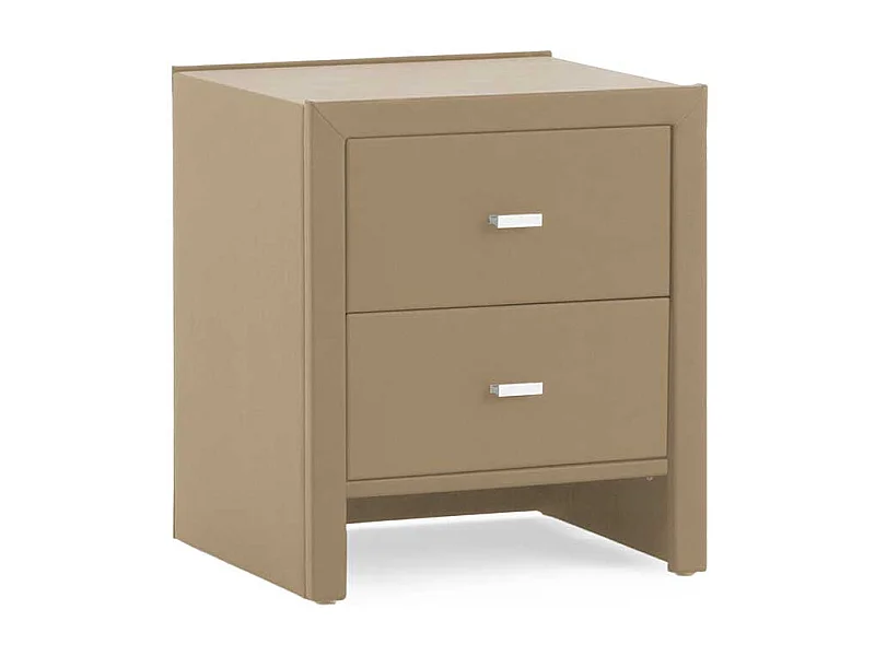 Nachttisch in Beige Kunstleder 2 Schubladen