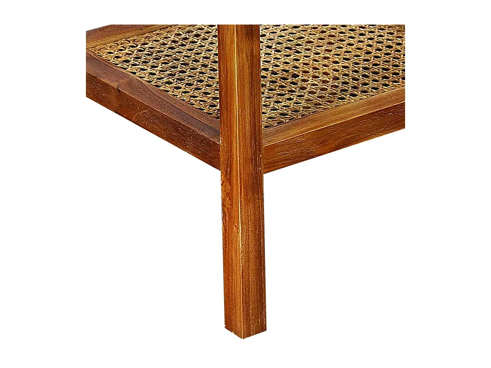 Nachtschrank aus Rattan und Teak Massivholz Retrostil