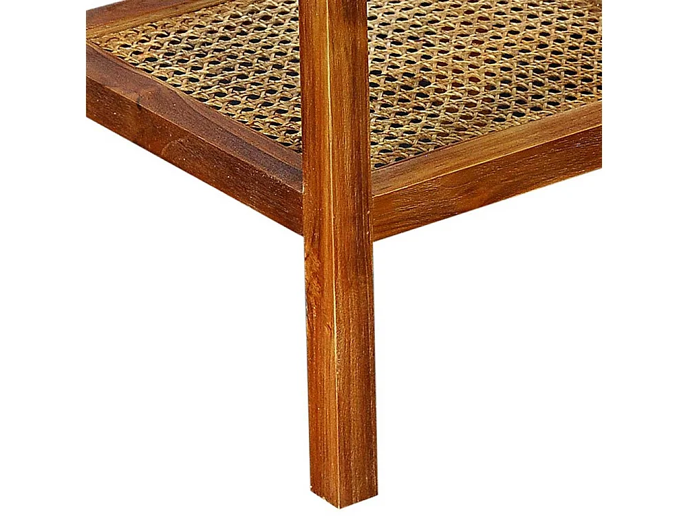 Nachtschrank aus Rattan und Teak Massivholz Retrostil