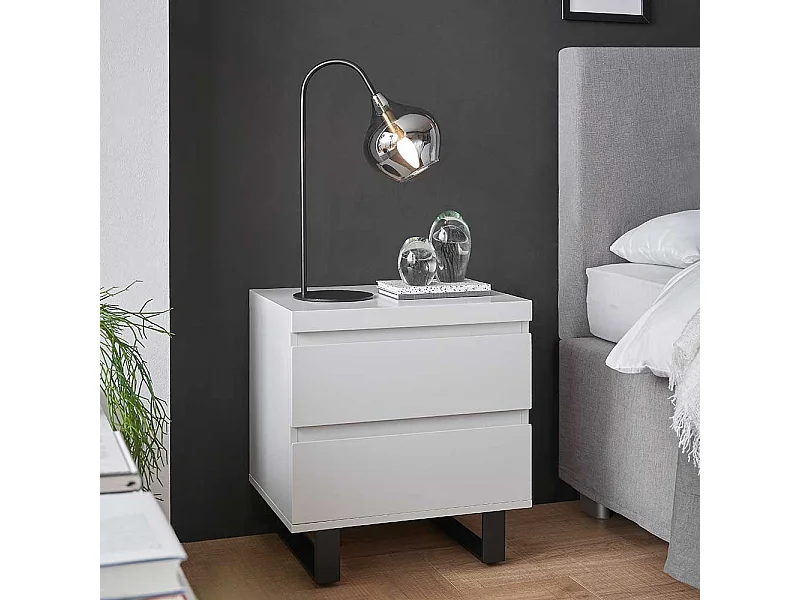 Nachttisch Nachtkommode mit zwei Schubladen und Bügelgestell
