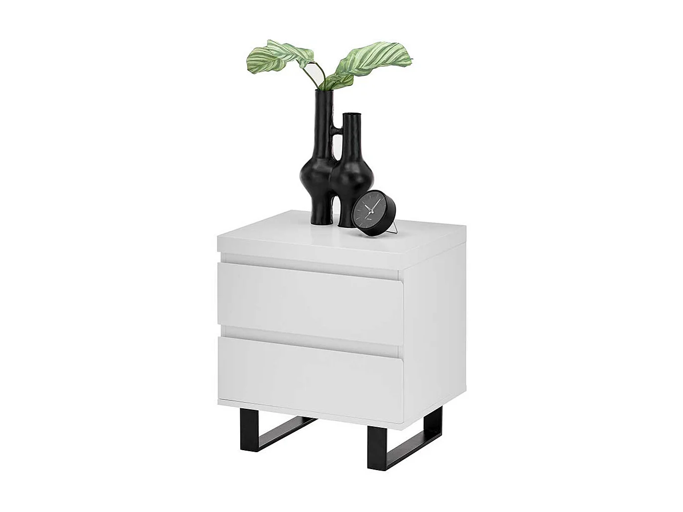 Nachttisch Nachtkommode mit zwei Schubladen und Bügelgestell