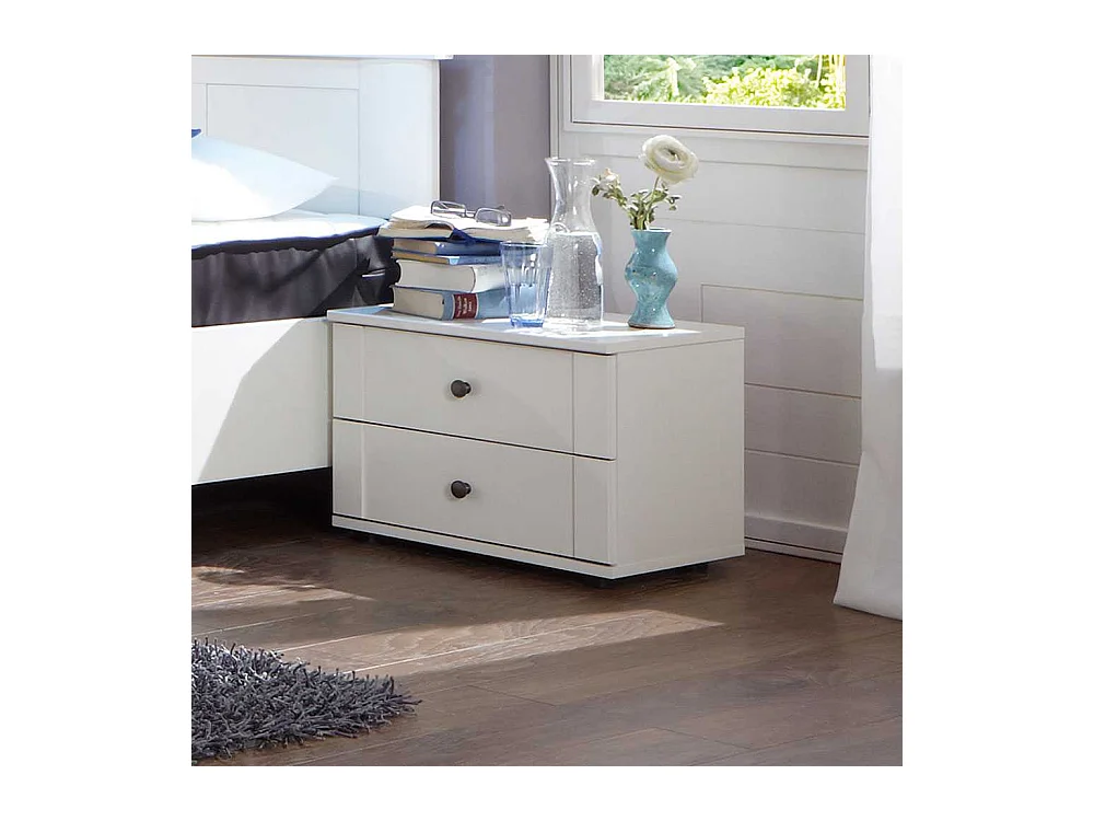 Nachtschränkchen in Alpinweiß zwei Schubladen