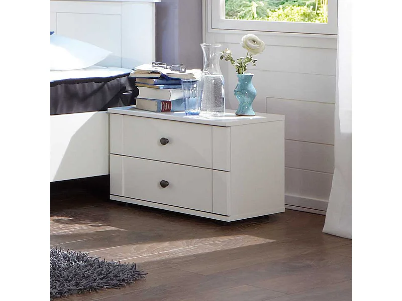 Nachtschränkchen in Alpinweiß zwei Schubladen