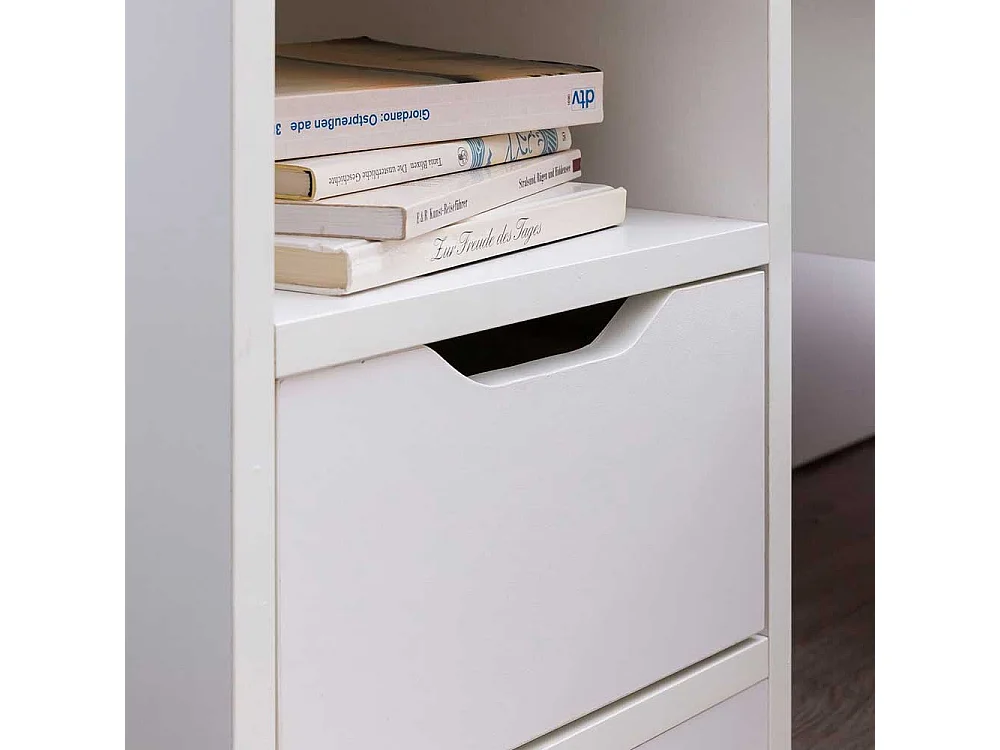 Nachttischschränkchen in Weiß einer Schublade und offenem Fach