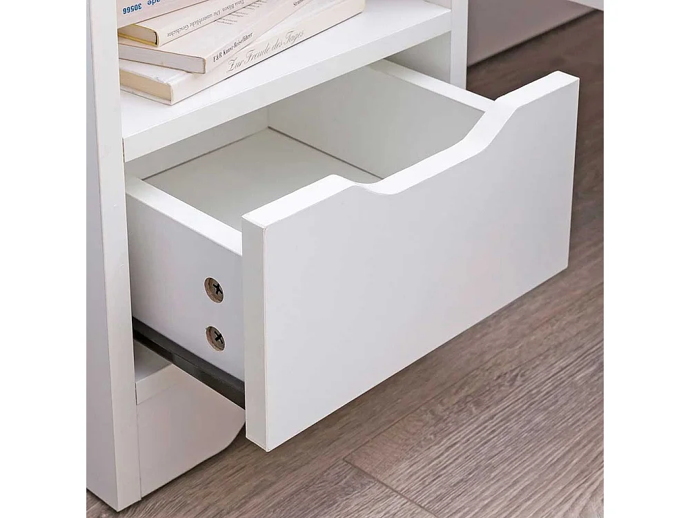 Nachttischschränkchen in Weiß einer Schublade und offenem Fach