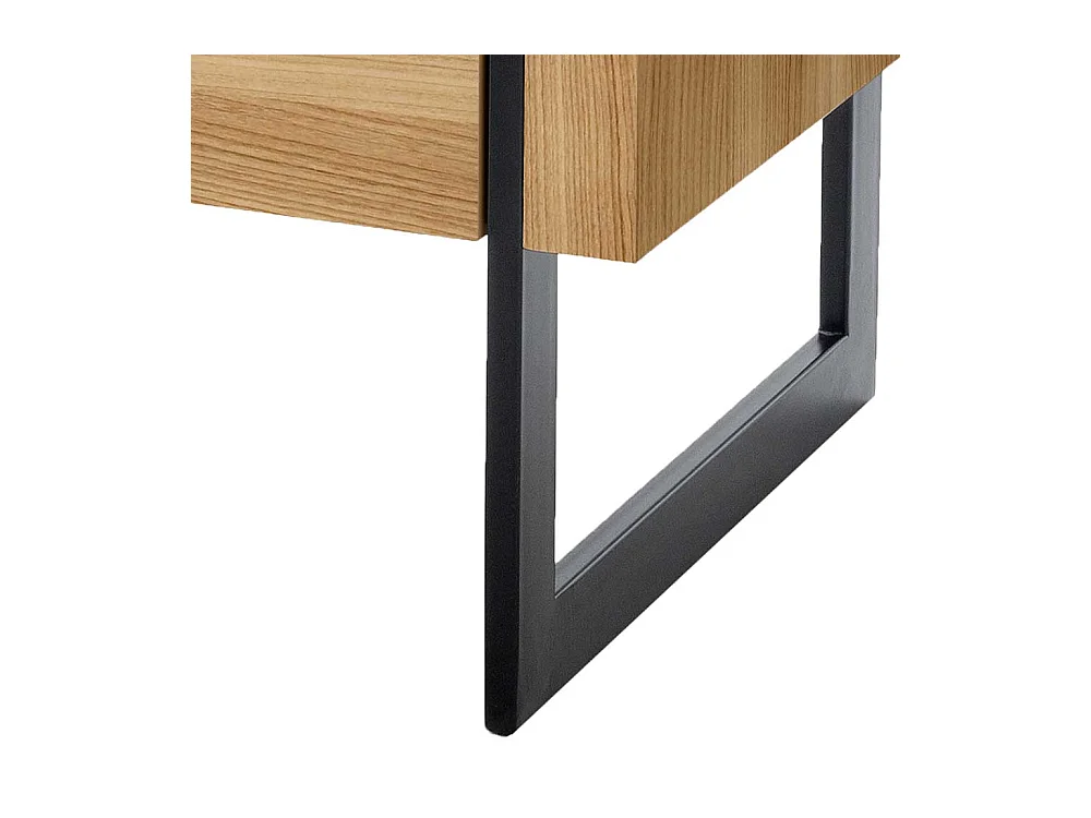 Nachtschränkchen in Eichefarben und Schwarz Bügelgestell aus Metall