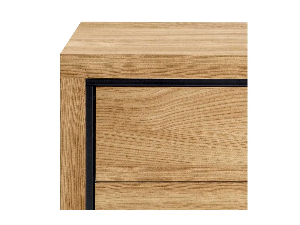 Nachtschränkchen in Eichefarben und Schwarz Bügelgestell aus Metall