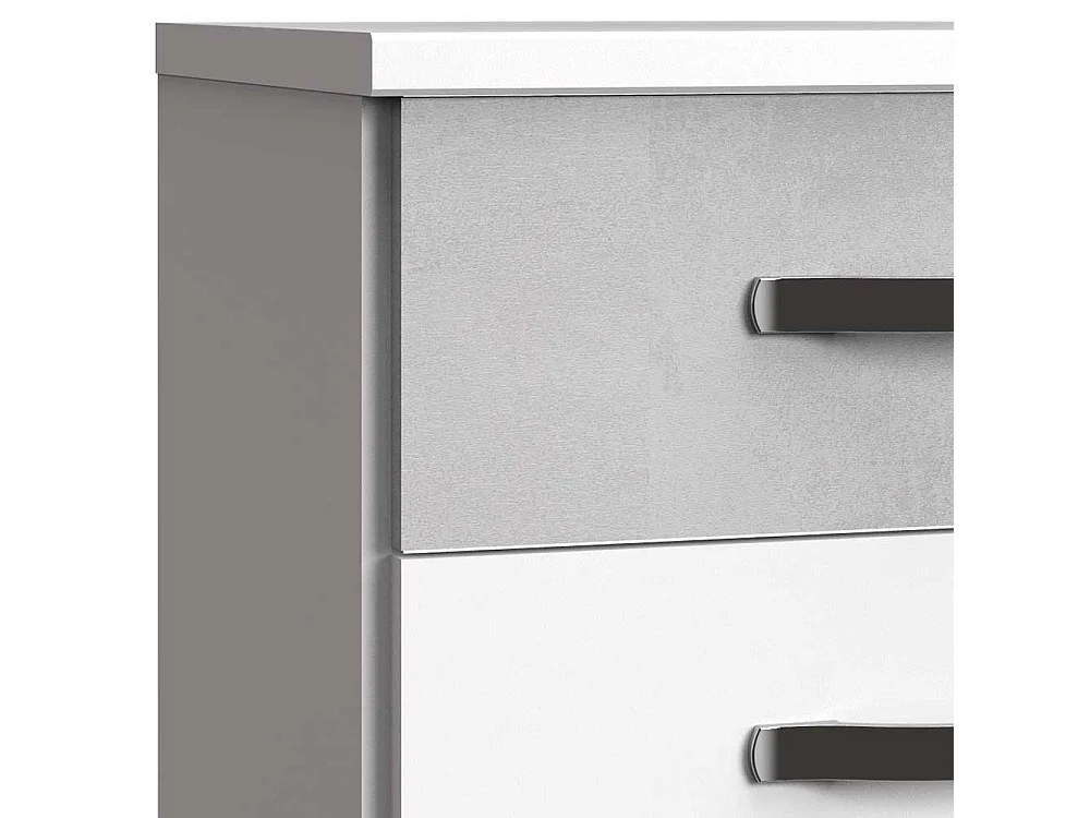 Nachttischschränkchen in Weiß und Beton Lichtgrau drei Schubladen