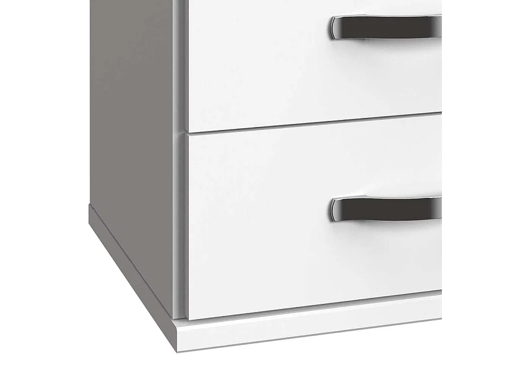 Nachttischschränkchen in Weiß und Beton Lichtgrau drei Schubladen