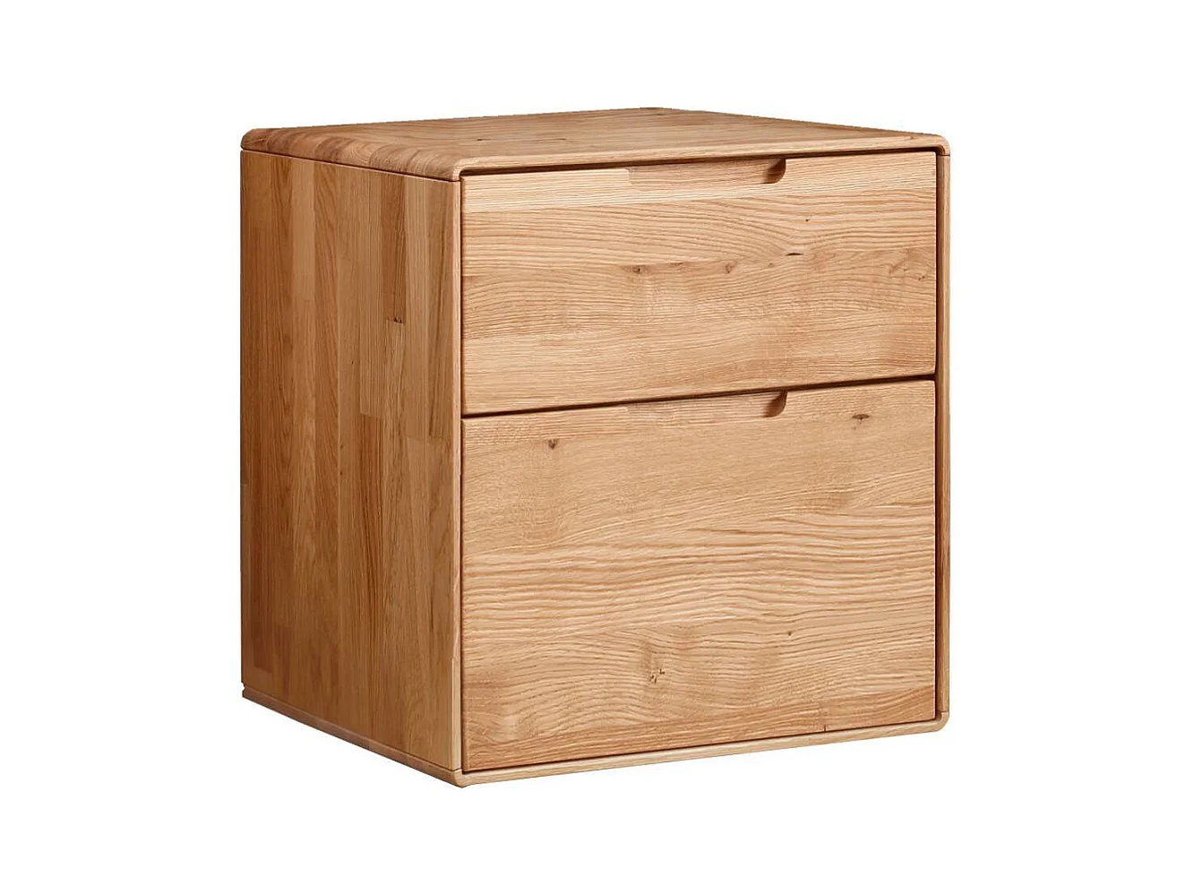 Nachtkommode Nachtschrank aus Wildeiche Massivholz mit Griffmulden