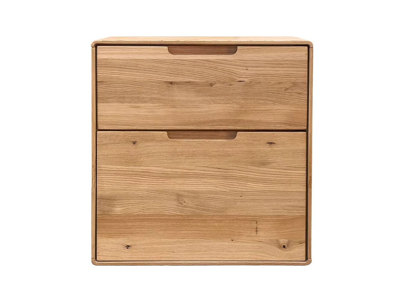 Nachtkommode Nachtschrank aus Wildeiche Massivholz mit Griffmulden