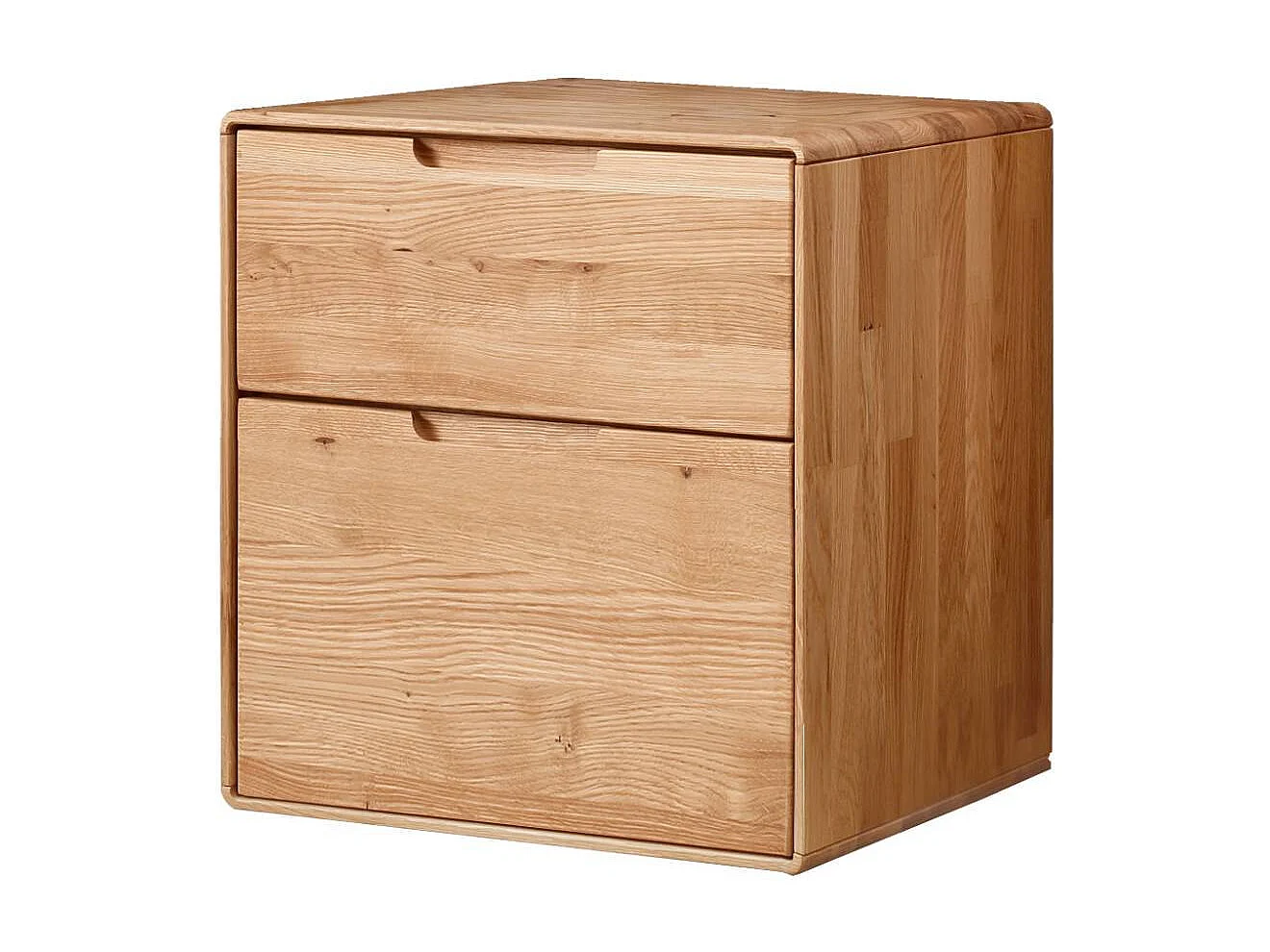 Nachtkommode Nachtschrank aus Wildeiche Massivholz mit Griffmulden