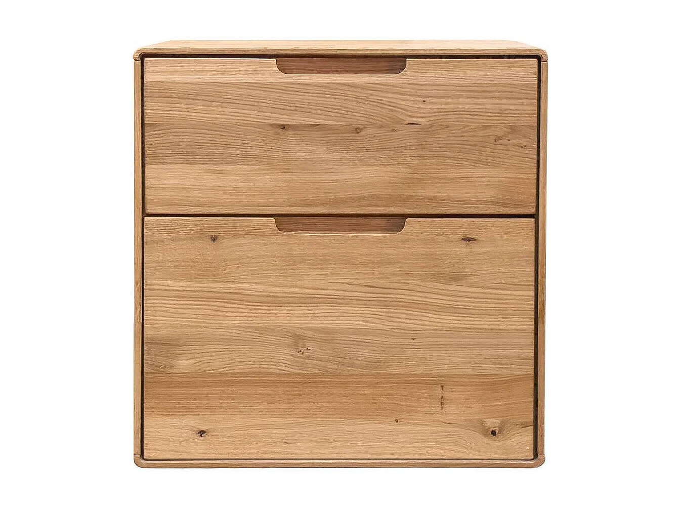 Nachtkommode Nachtschrank aus Wildeiche Massivholz mit Griffmulden