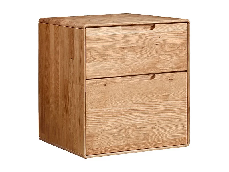 Nachtkommode Nachtschrank aus Wildeiche Massivholz mit Griffmulden