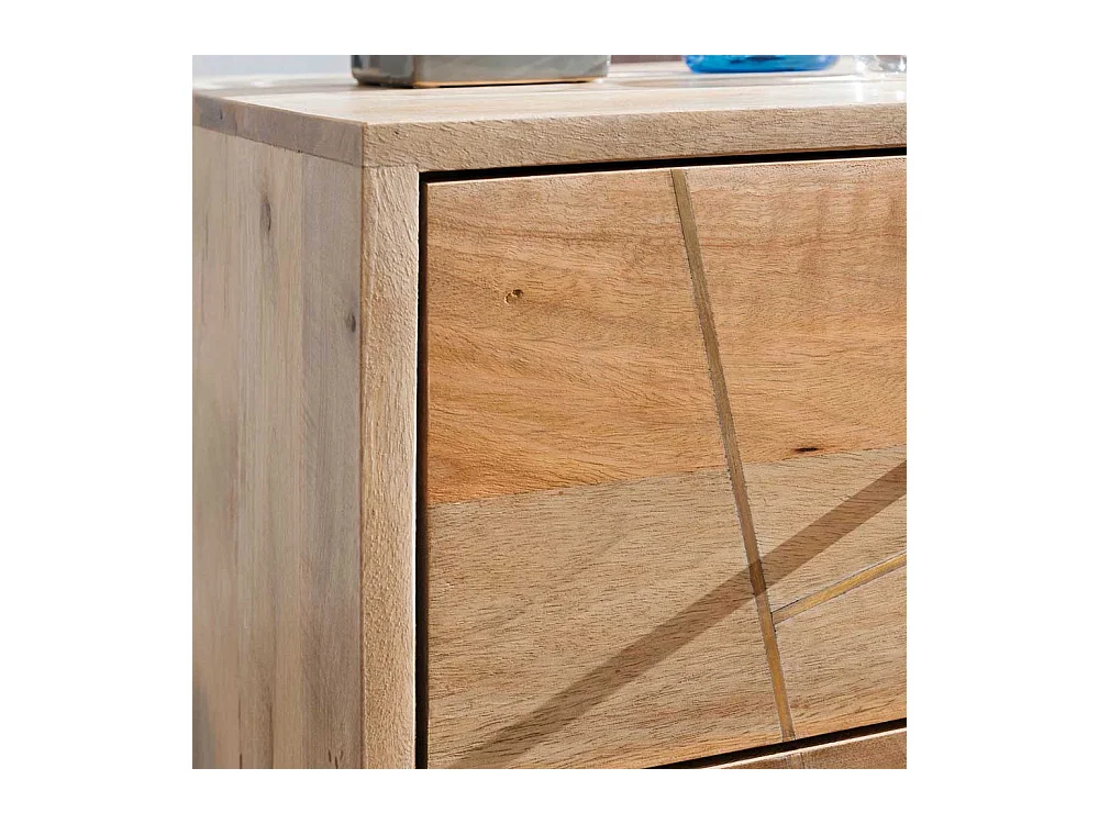 Nachtschränkchen aus Mangobaum Massivholz Eisen