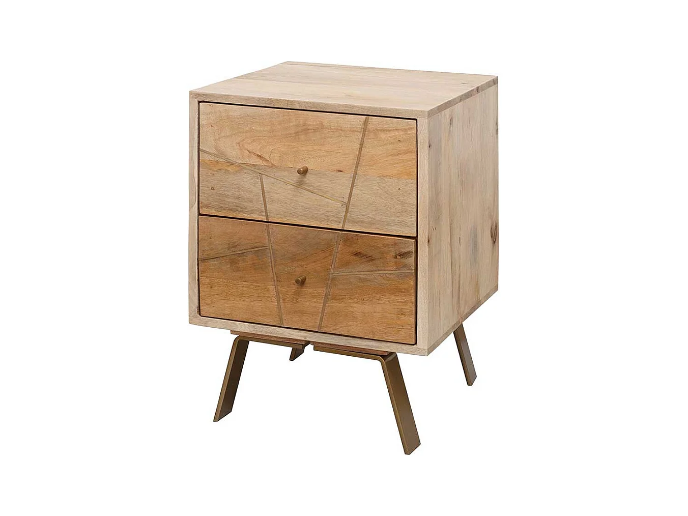 Nachtschränkchen aus Mangobaum Massivholz Eisen