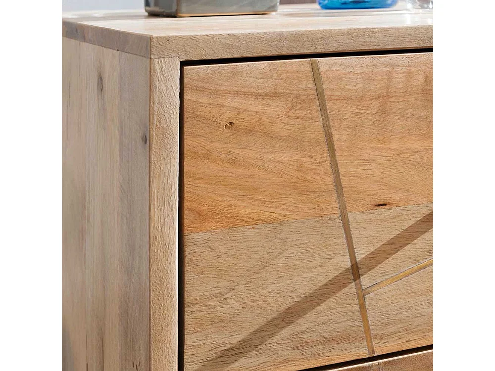 Nachtschränkchen aus Mangobaum Massivholz Eisen