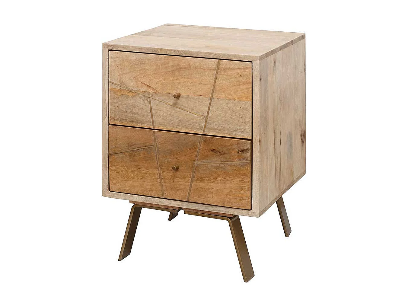 Nachtschränkchen aus Mangobaum Massivholz Eisen