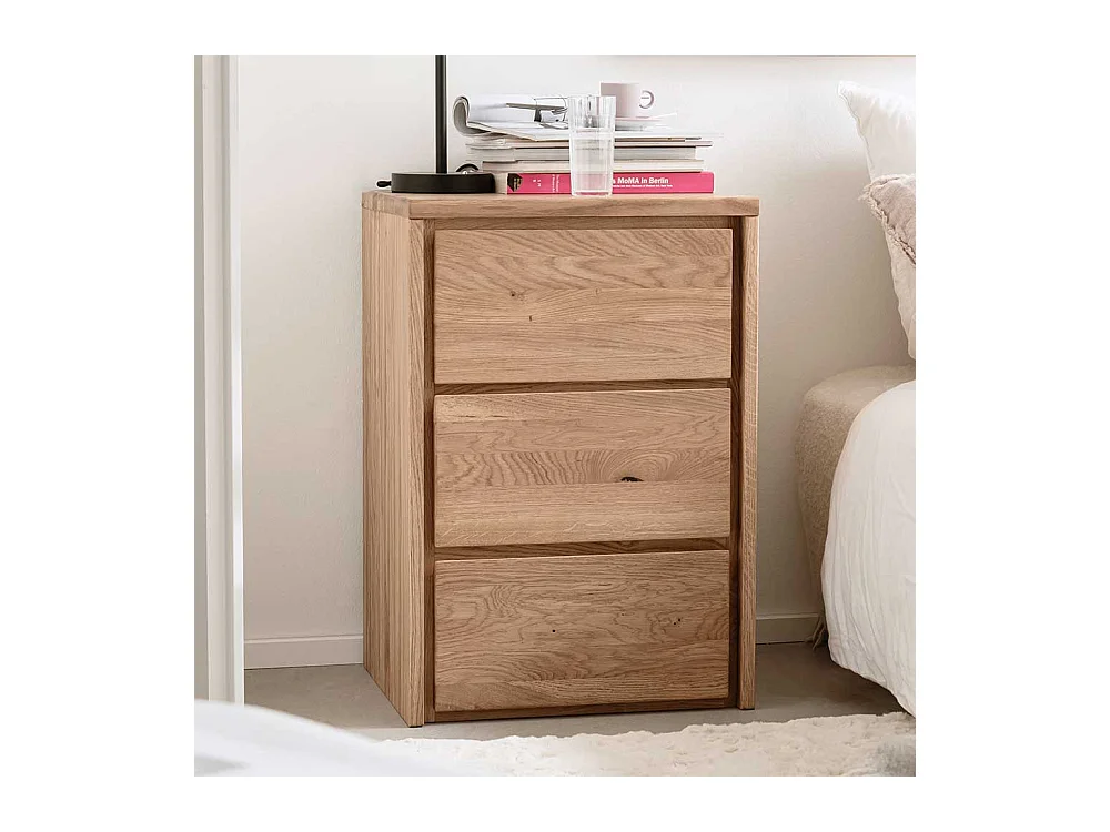 Schubladen Nachtschrank aus Eiche Massivholz 70 cm hoch