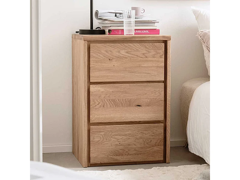 Schubladen Nachtschrank aus Eiche Massivholz 70 cm hoch