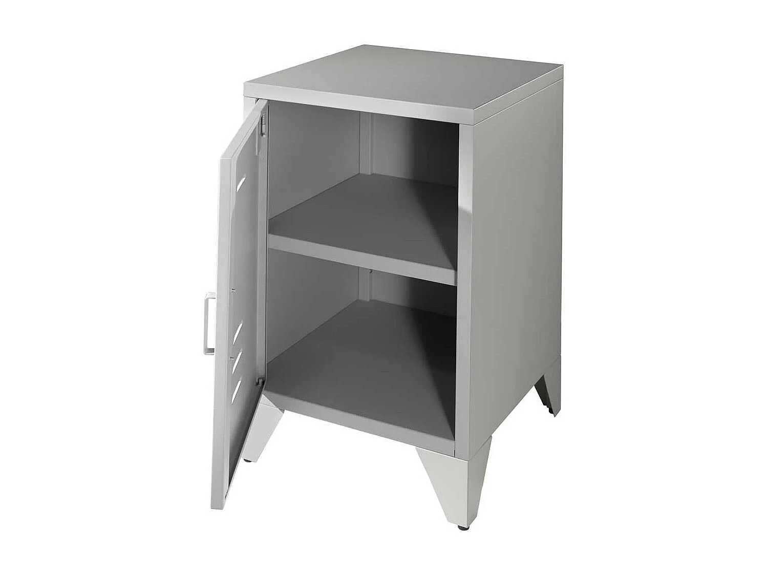 Grauer Nachttisch aus Eisen pulverbeschichtet 1 türig