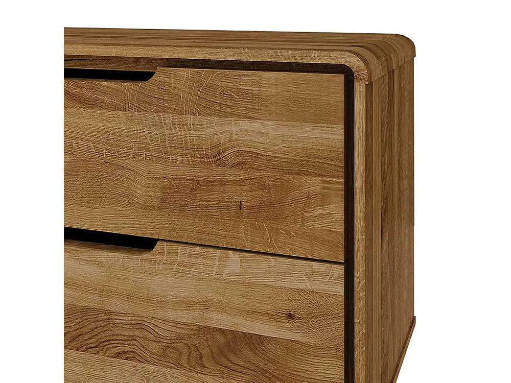 Nachttisch Kommode aus Wildeiche Massivholz zwei Schubladen