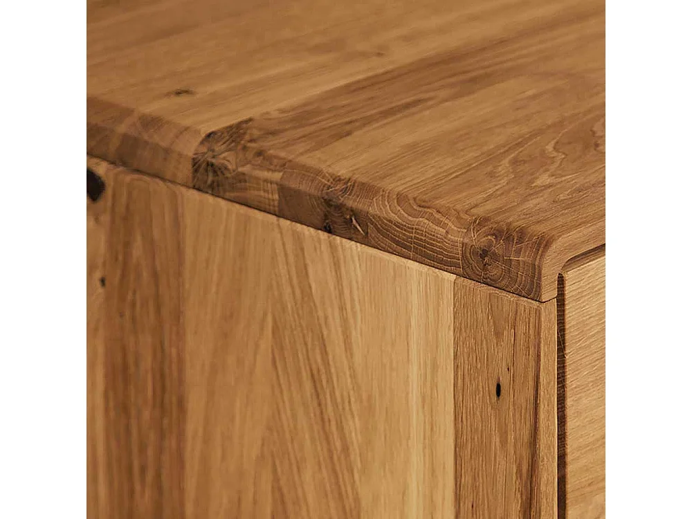 Nachttisch Kommode aus Wildeiche Massivholz zwei Schubladen