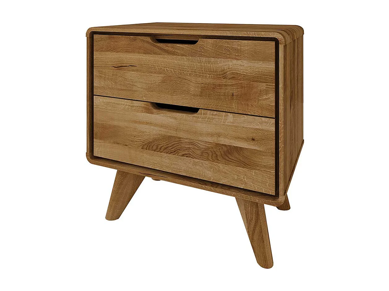 Nachttisch Kommode aus Wildeiche Massivholz zwei Schubladen