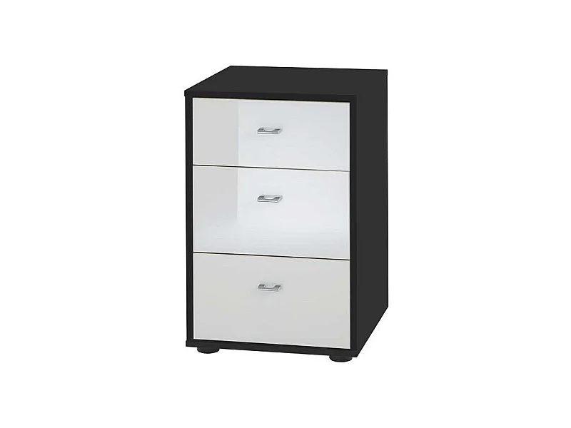 Kleine Kommode in Schwarz Weiß Glas beschichtet