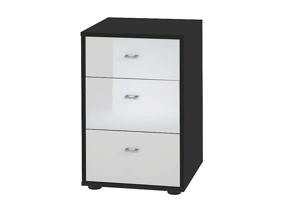 Kleine Kommode in Schwarz Weiß Glas beschichtet