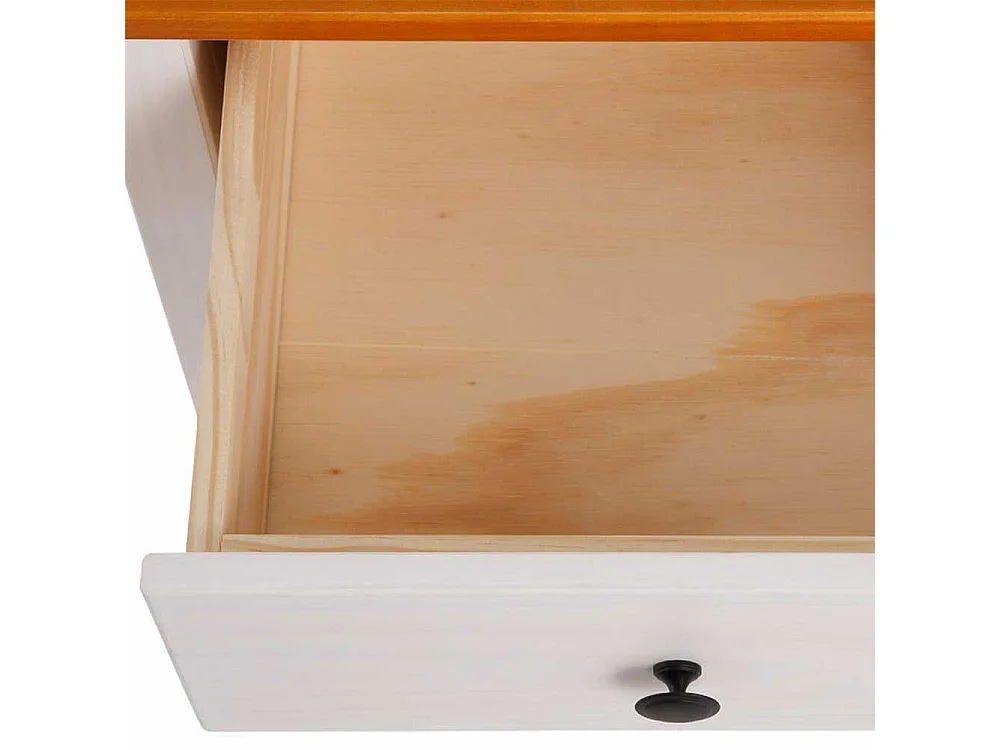 Nachtkommode in Weiß und Honigfarben Kiefer Massivholz