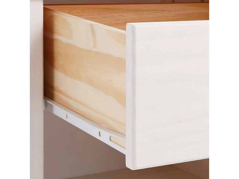 Nachtkommode in Weiß und Honigfarben Kiefer Massivholz