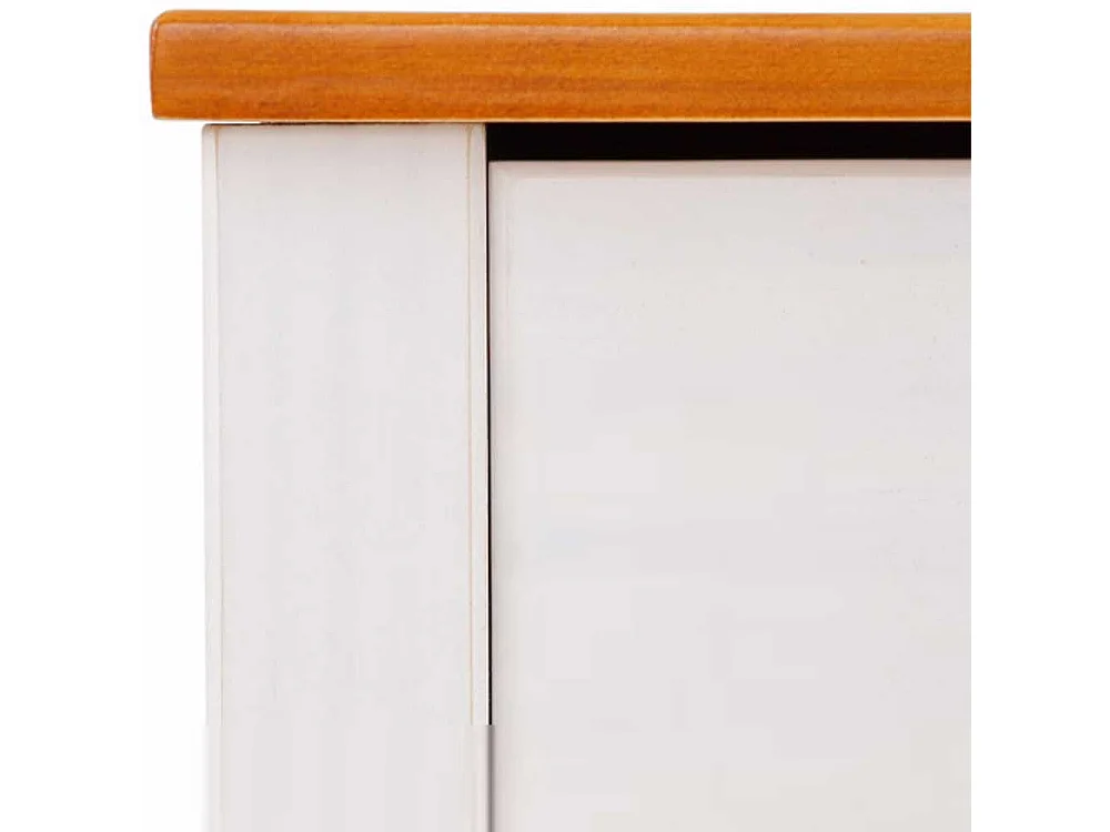 Nachtkommode in Weiß und Honigfarben Kiefer Massivholz