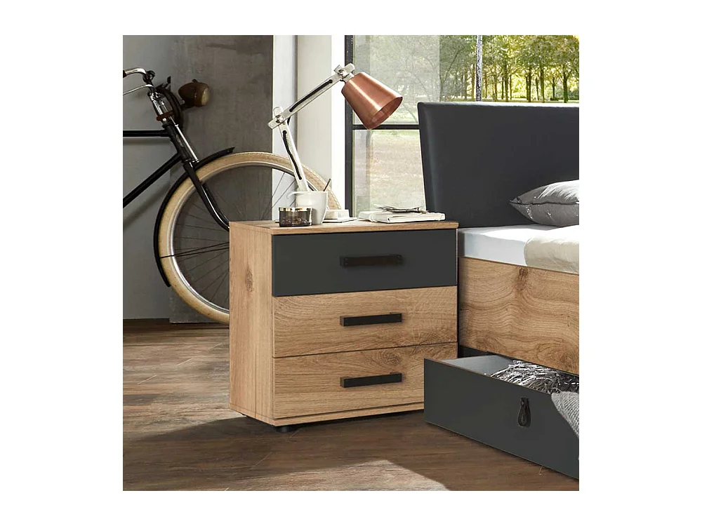 Nachtschränkchen im Industry und Loft Stil drei Schubladen