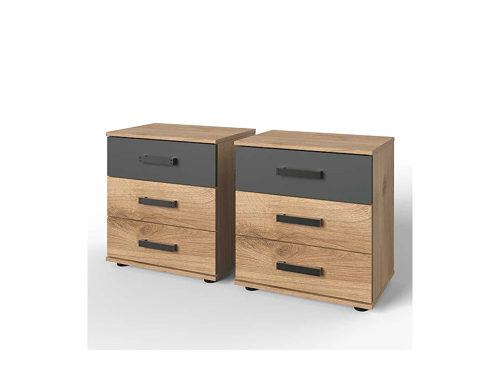 Nachtschränkchen im Industry und Loft Stil drei Schubladen