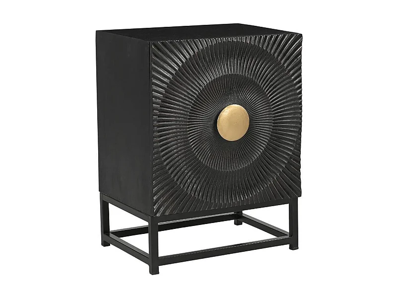 Beistellschrank Nachtschrank in Schwarz und Goldfarben