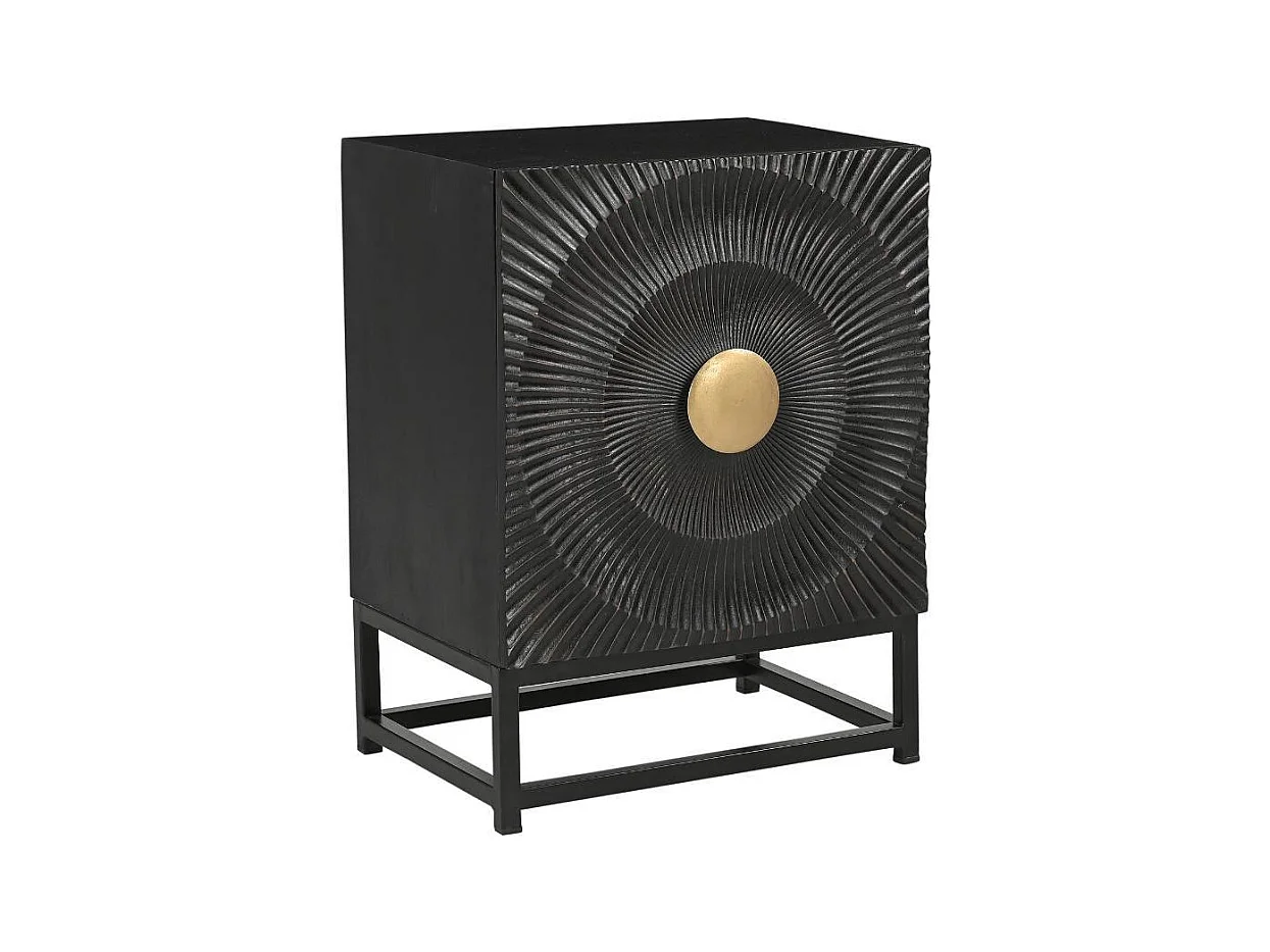 Beistellschrank Nachtschrank in Schwarz und Goldfarben