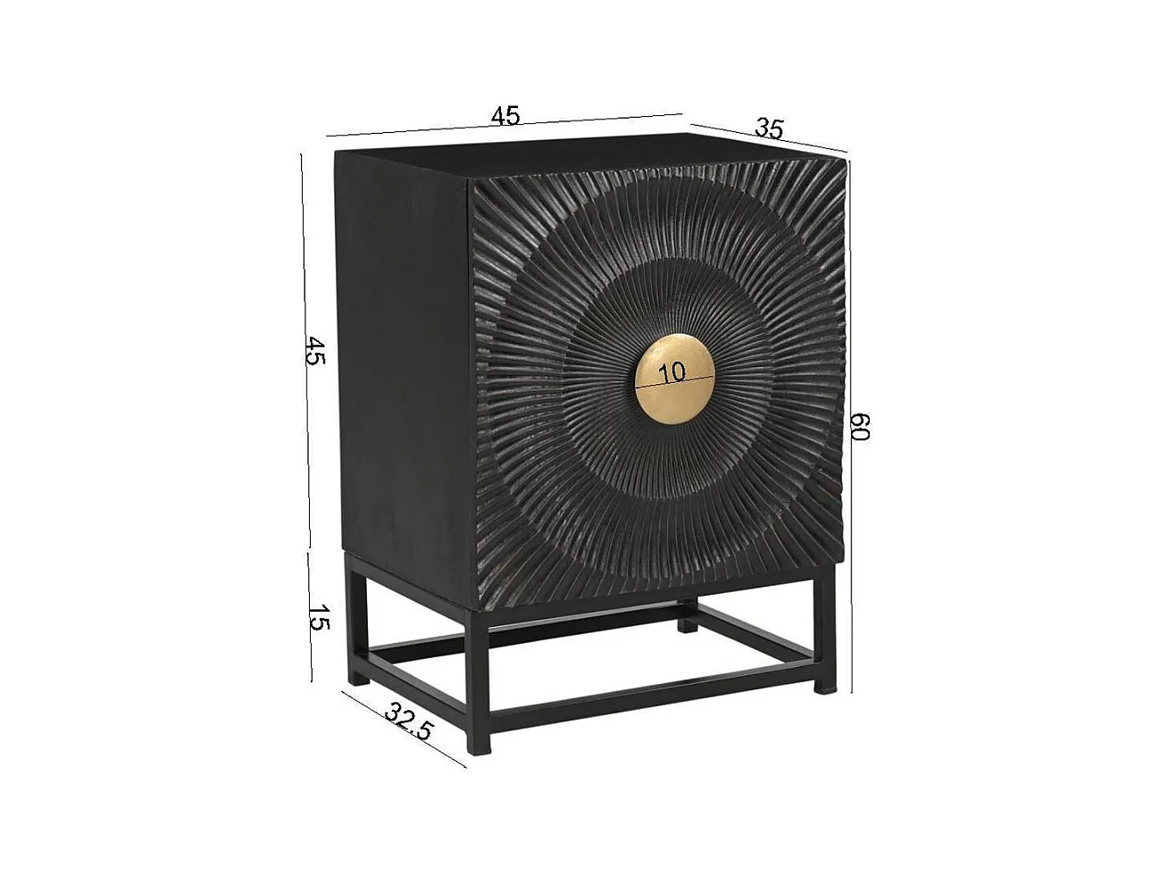 Beistellschrank Nachtschrank in Schwarz und Goldfarben