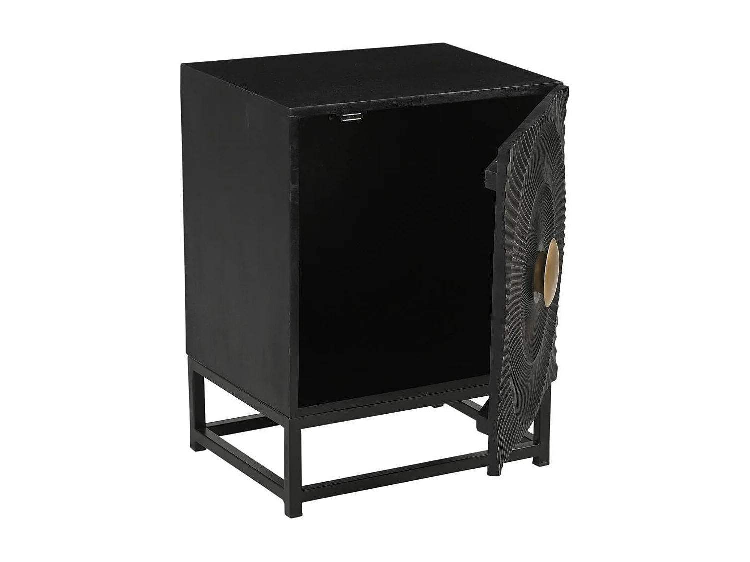 Beistellschrank Nachtschrank in Schwarz und Goldfarben