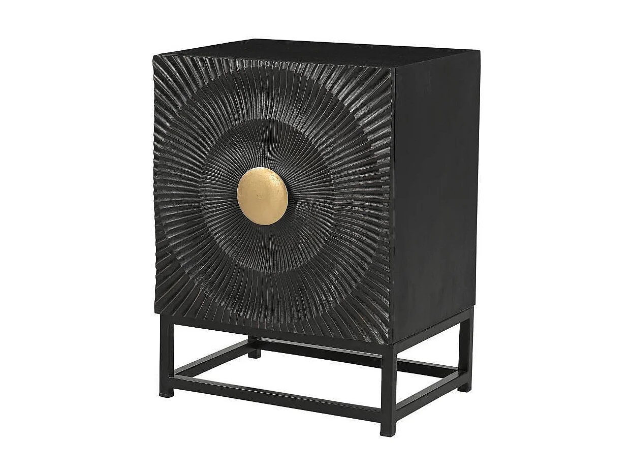Beistellschrank Nachtschrank in Schwarz und Goldfarben