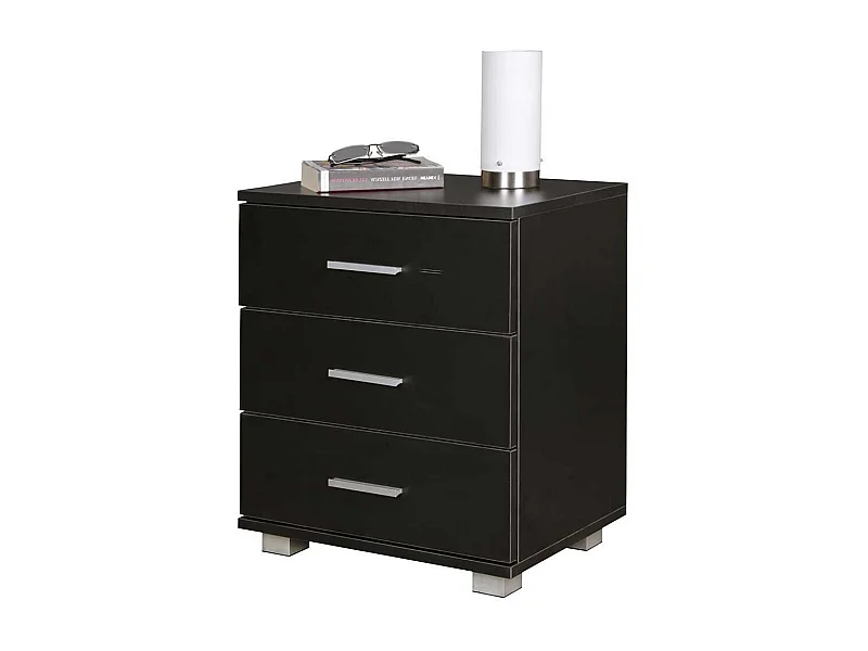 Nachtkonsole in Schwarz mit drei Schubladen 45x54x34 cm