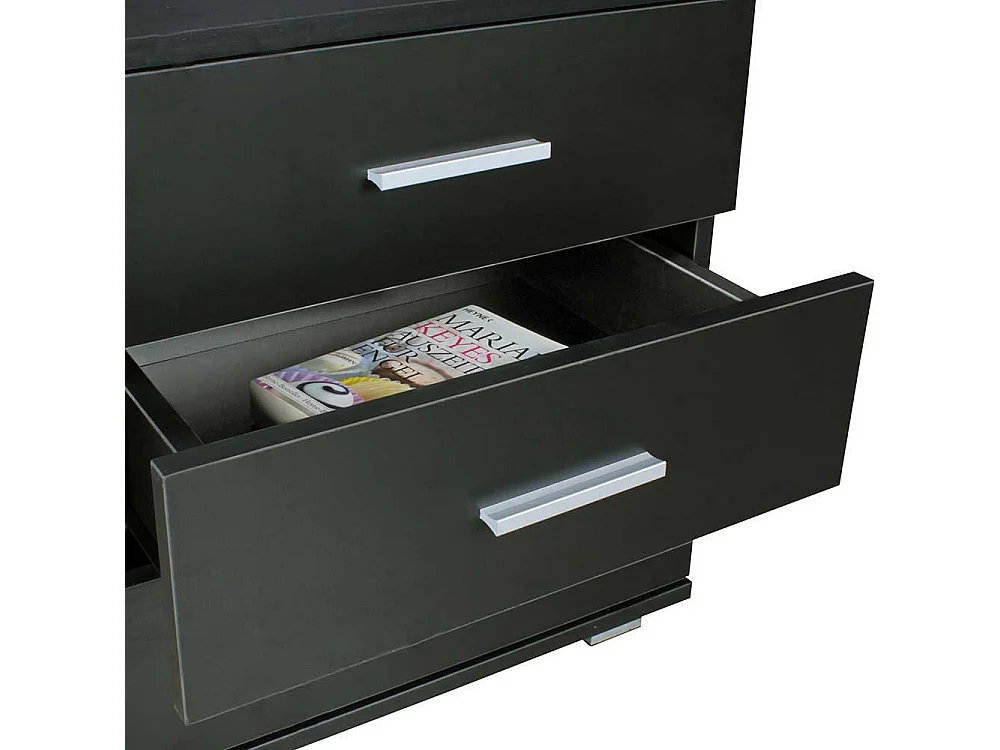 Nachtkonsole in Schwarz mit drei Schubladen 45x54x34 cm