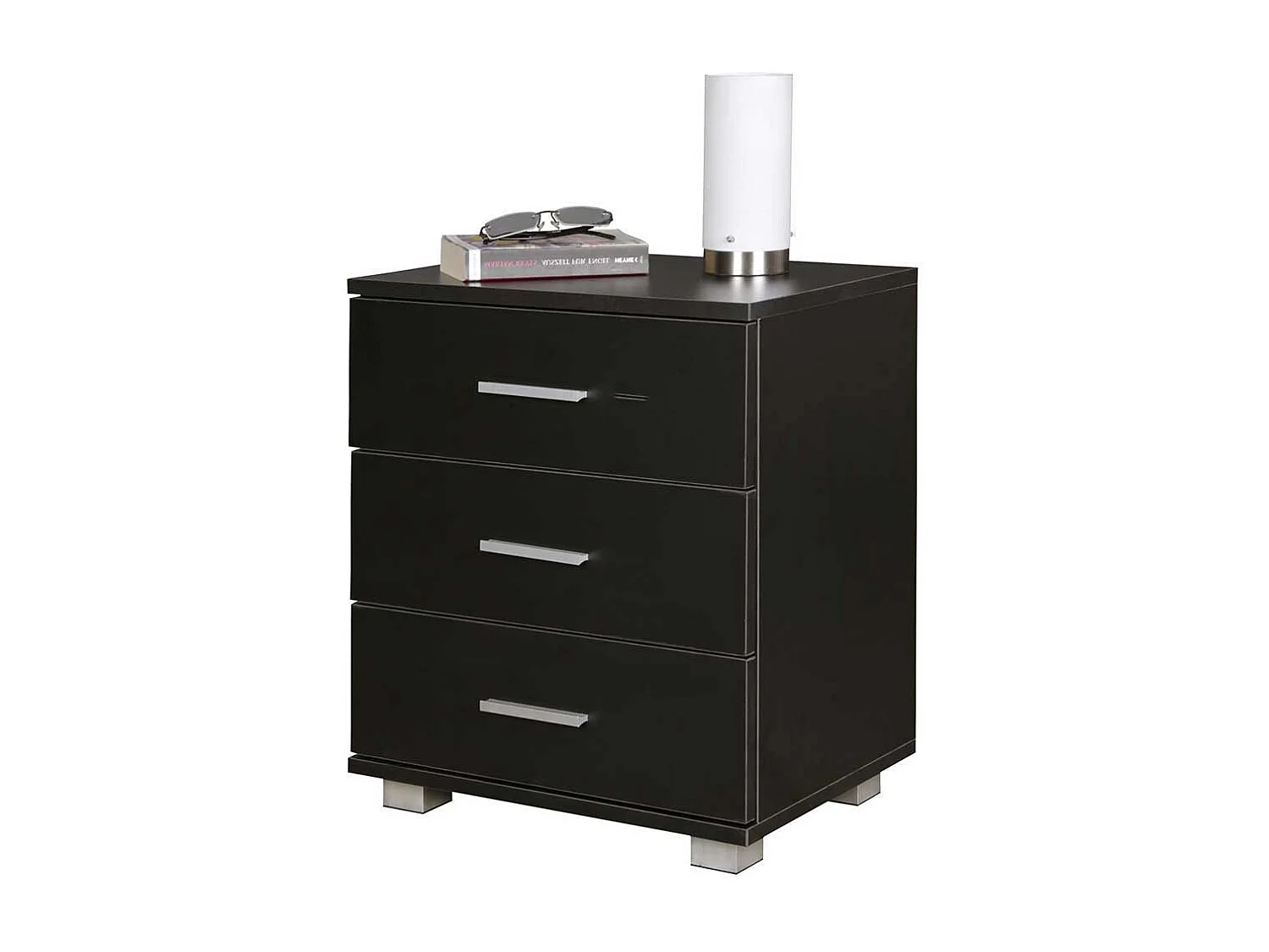 Nachtkonsole in Schwarz mit drei Schubladen 45x54x34 cm